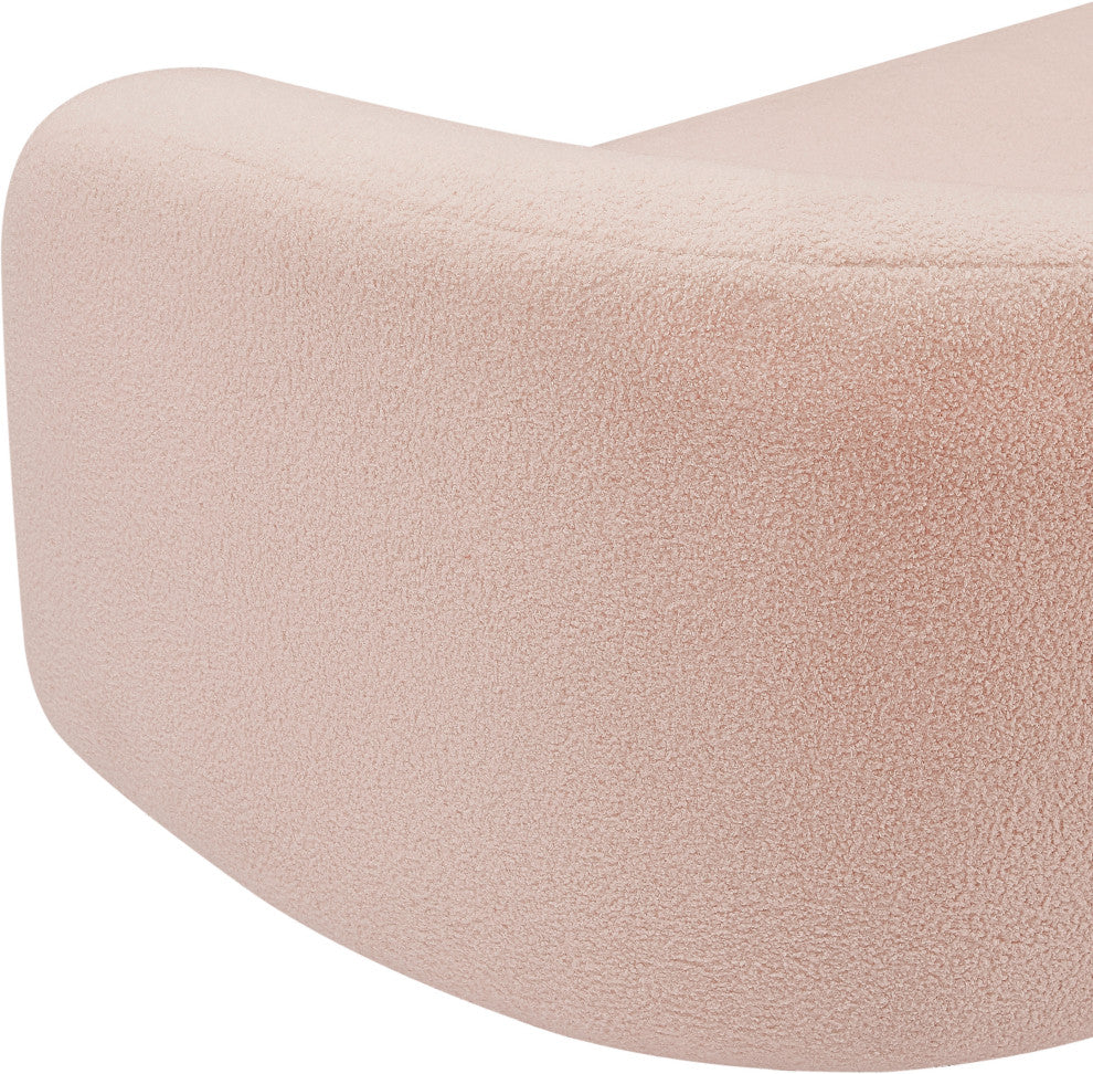 Kali Faux Shearling Teddy Fabric Upholseterd  Sofa, Pink
