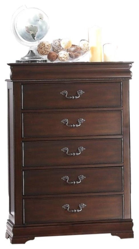 5-Piece Momeyer Country E King Bed, Dresser, Mirror, Nightstand, Chest Cherry