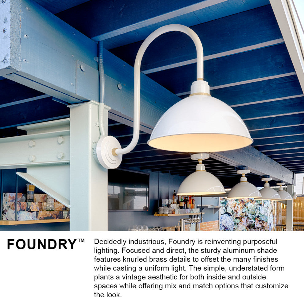 Hinkley Foundry Dome Medium Tall Gooseneck Barn Light, Textured Black