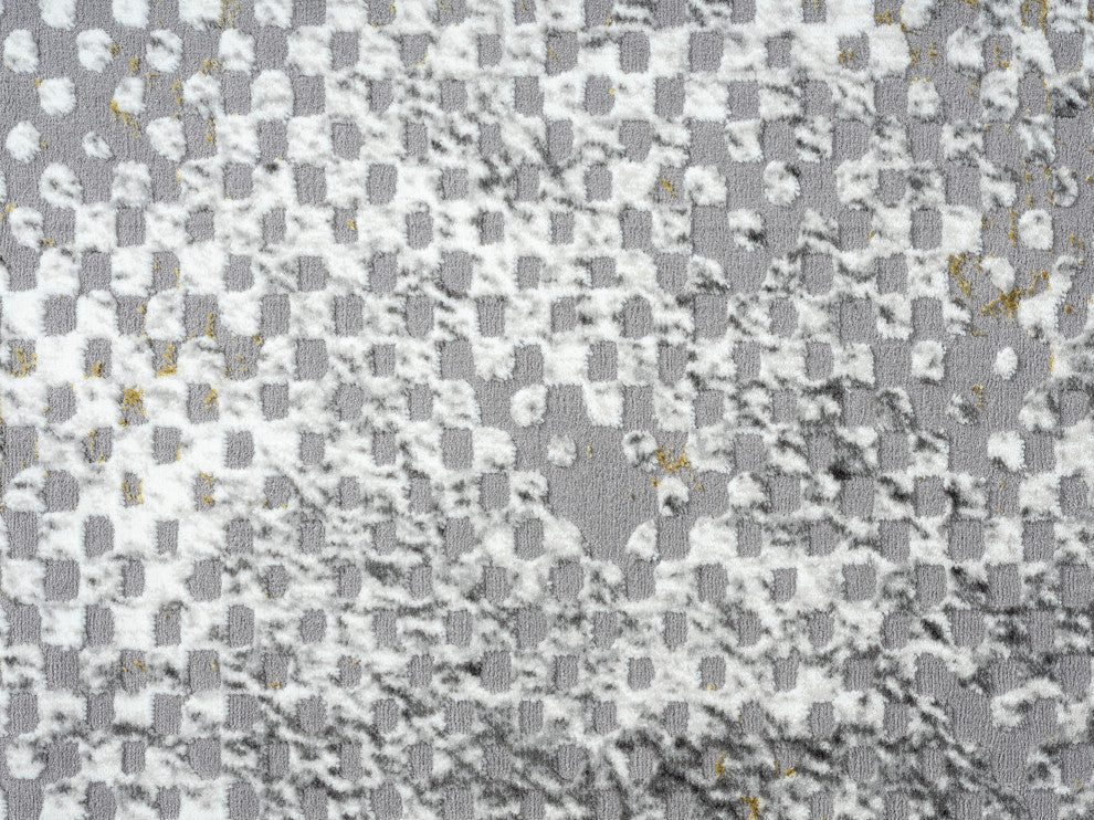 Abani Luna LUN110A Contemporary Grey Distressed Mesh Dot Area Rug