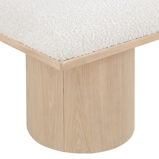 Pavilion Boucle Fabric Upholstered 6-Piece Modular Bench, Cream, Natural Finish