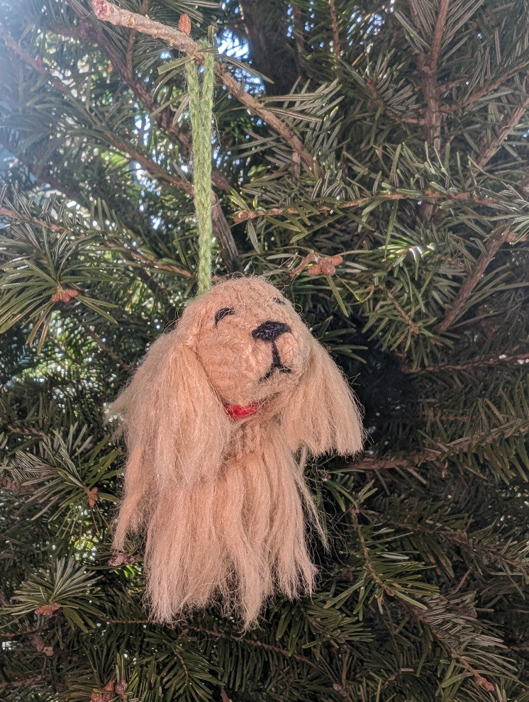 Hand-Knit Cocker Spaniel Christmas Ornament