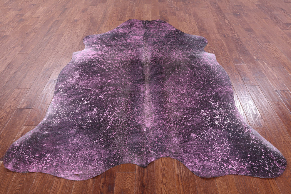 7' 9" X 6' 5" Pink Metallic Cowhide Rug C2156