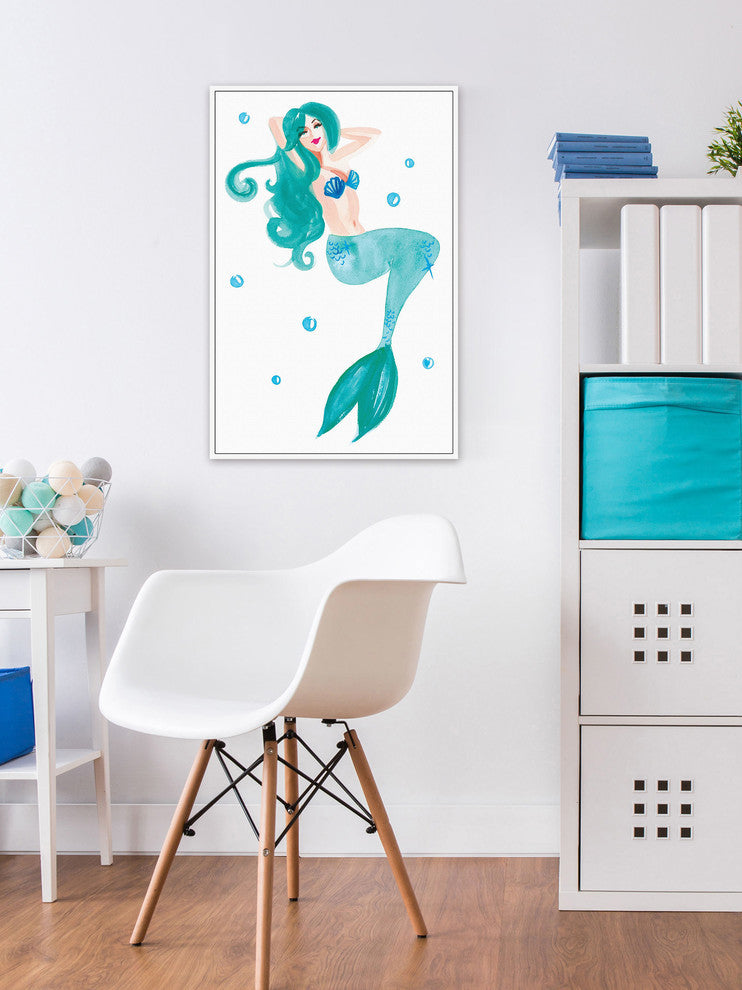 "Mermaid" Floater Framed Painting Print on Canvas, 40"x60"
