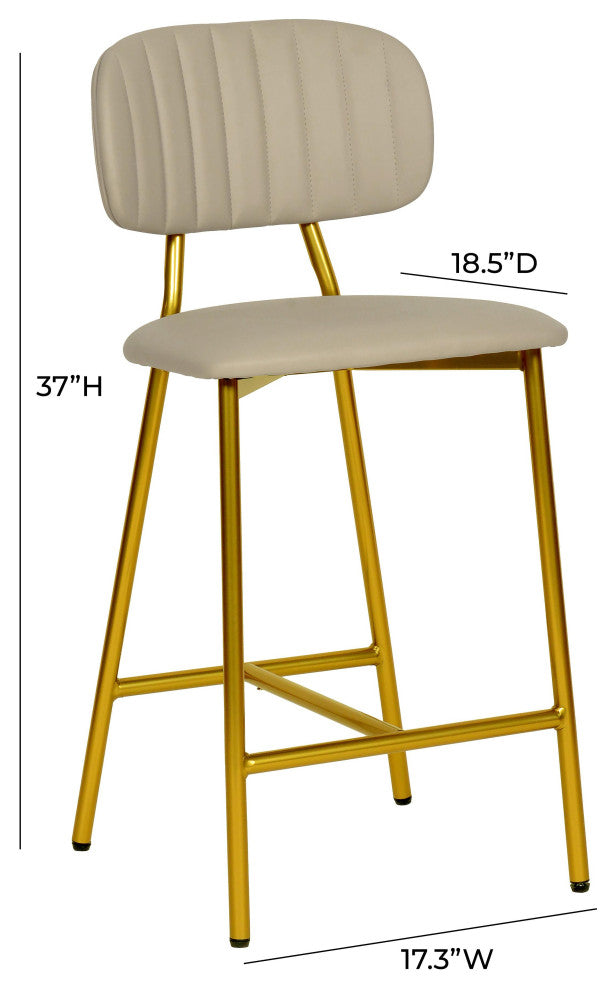 Ariana Nude Vegan Leather Counter Stool, Set of 2