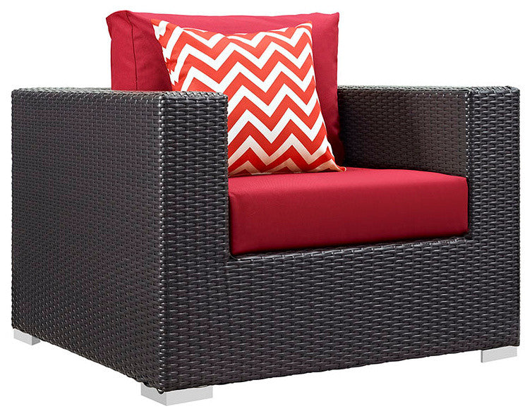 Espresso Red Convene 7-Piece Outdoor Patio Sectional Set