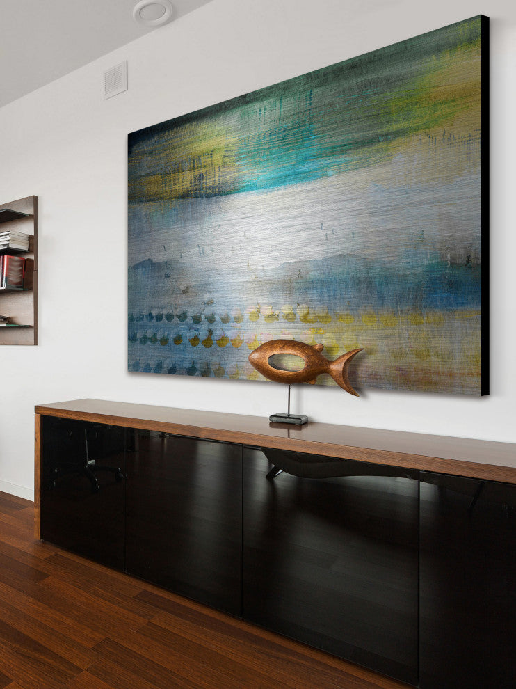 "Under Umbrellas" Painting Print on Brushed Aluminum, 45"x30"