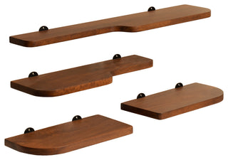 Dale Set of 4 Wall Mounted Shelves, Walnut