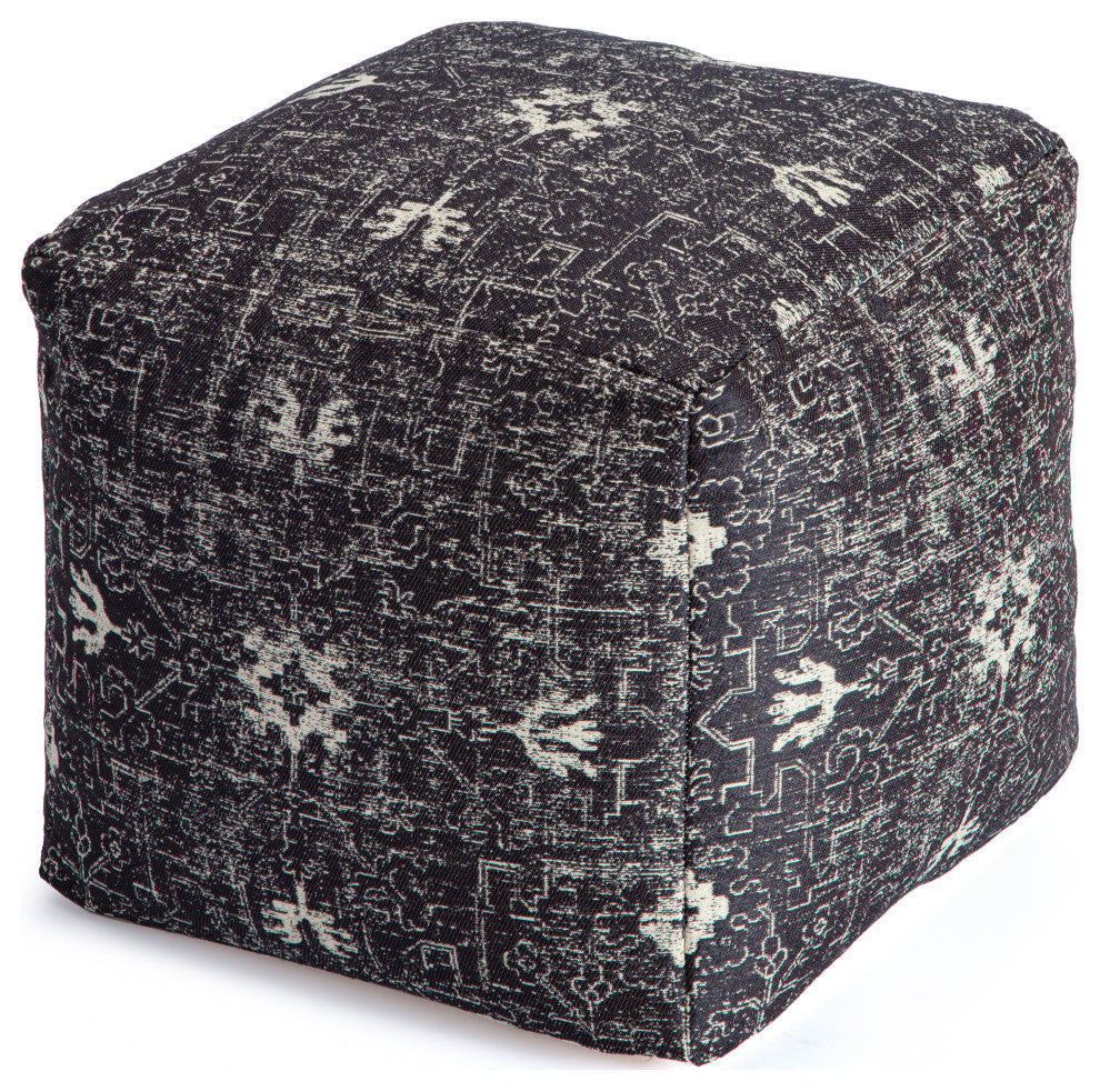 Tamarindo 20" x 20" x 20" Black and White Pouf