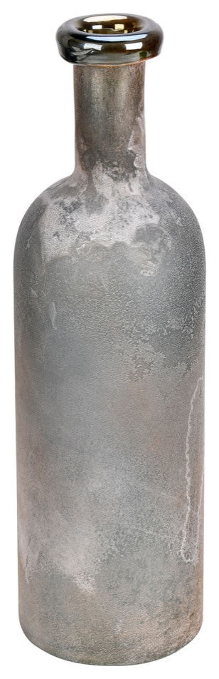 16" Slate Gray Glass Bottle Vase