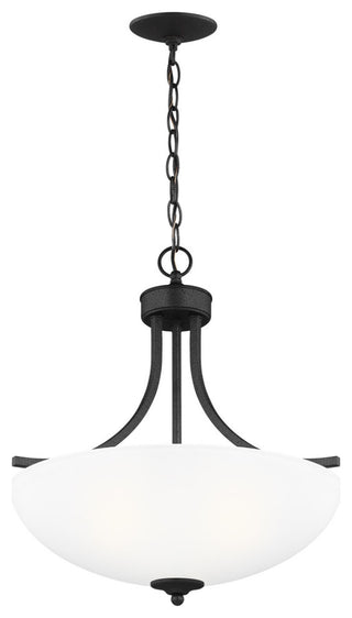 Generation Lighting 6616503 Geary 3 Light 19"W Outdoor Pendant - Midnight Black