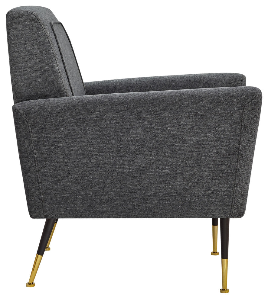 Inspired Home Holt Accent Chair Velvet/Linen 30Lx32Wx36H, Dark Gray