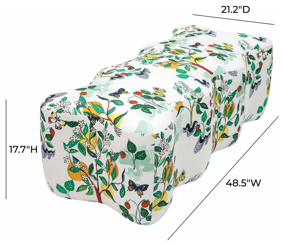 Archie Upholstered Bench in Citrus Garden Print