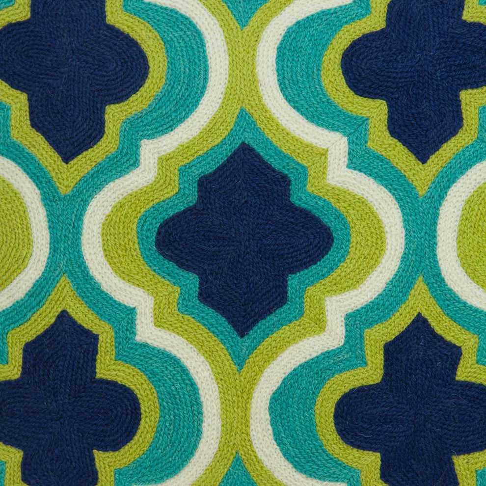HomeRoots 20" x 0.5" x 20" Traditional Dark Blue And Lemon Accent Pillow Cover
