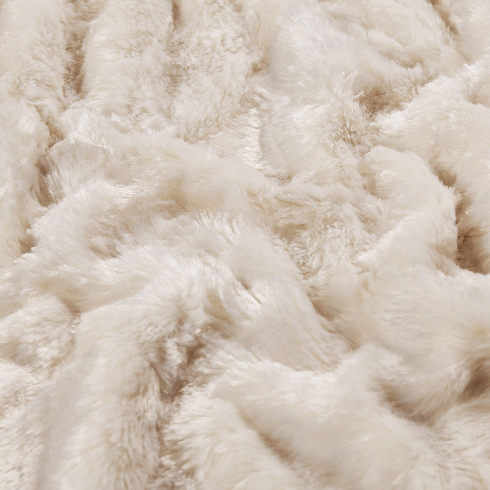 Double Sided Over-Sized Faux Fur Throw Blanket, Oatmeal, 70''''x80''''