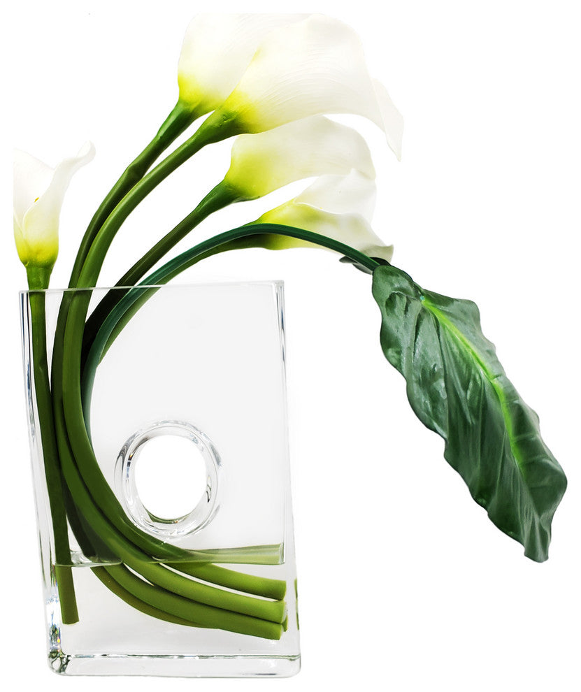 Calla Lily in 12" square vase, White