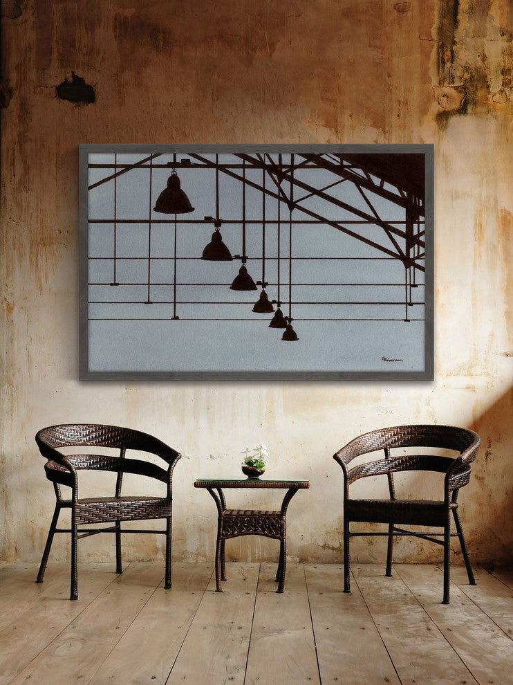 "Industrial Geometry" Framed Painting Print, 36"x24"