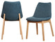 Set of Two Blue Fabric Dining Chairs