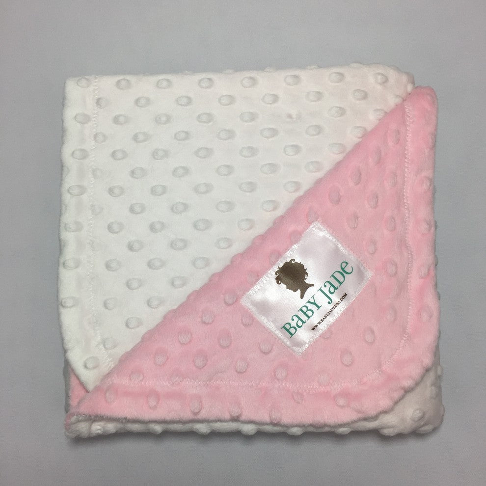 Baby Jade Baby Pink and Ivory Minky Blanke