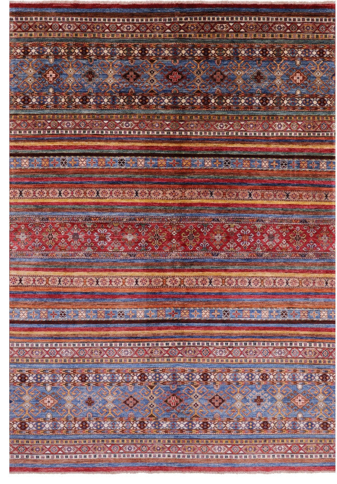 Super Kazak Khorjin Handmade Wool Rug 6' 8" X 9' 9" Q11124