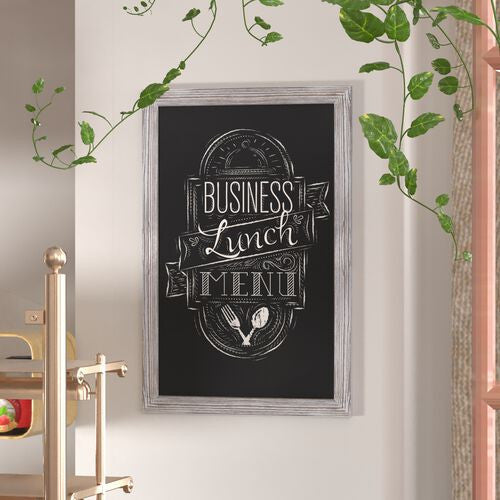 Canterbury Wall Mount Magnetic Chalkboard Sign Set, White Washed, 24" X 36"