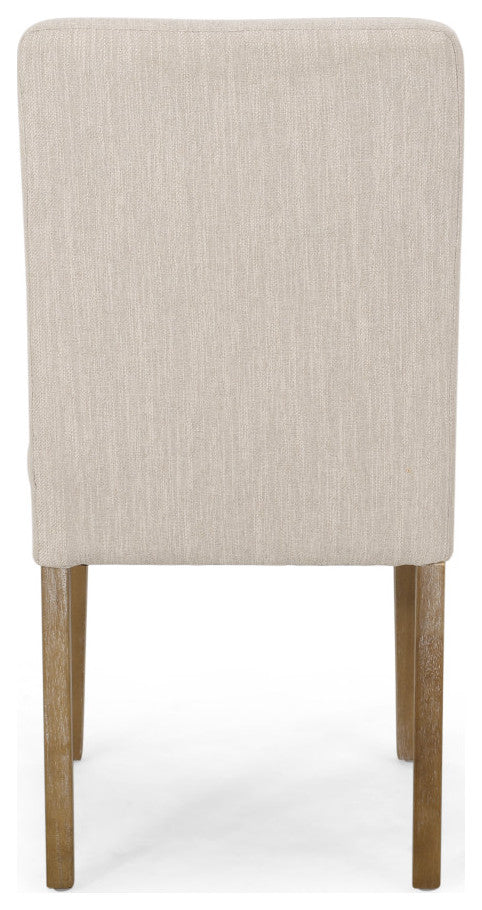 Kuna Contemporary Upholstered Dining Chair, Set of 2, Beige/Weathered Brown