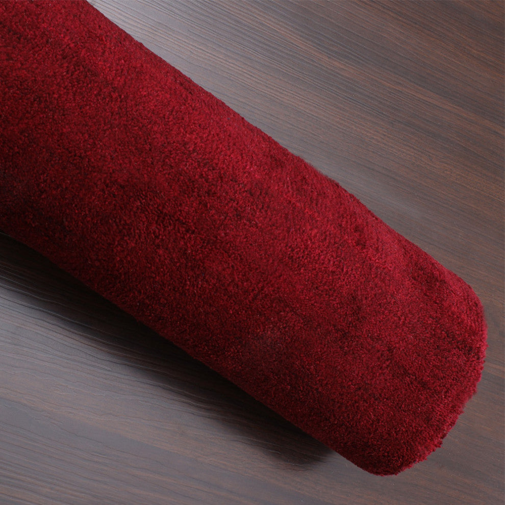 Hand Knotted Loom Silk Mix Area Rug Solid Dark Red, [Rectangle] 8'x11'