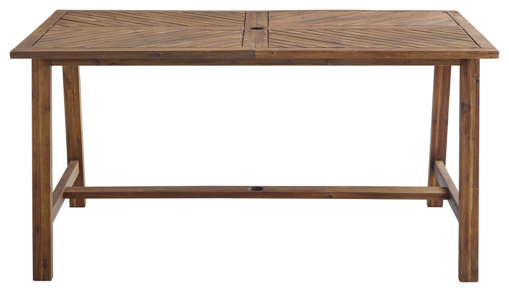 Vincent 60" Acacia Wood Chevron Dining Table - Dark Brown