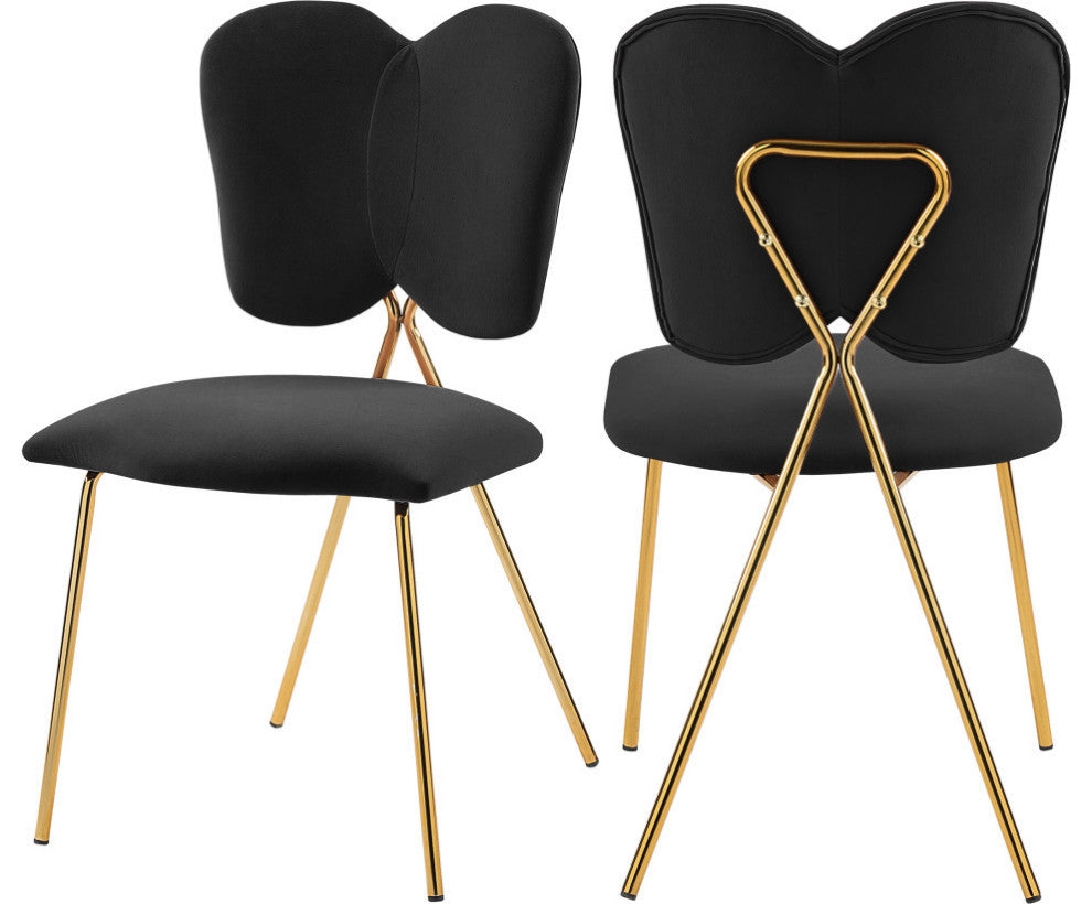 Angel Velvet Dining Chair (Set of 2), Black