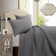 Velvet Diamond Quilt Set, King, Gray, 3 Piece