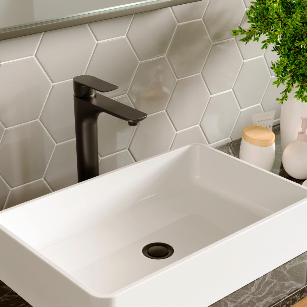 Karran KBF422 1-Hole 1-Handle Vessel Faucet With Pop-up Drain, Matte Black