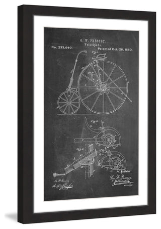 "Velocipede 1880 Chalk" Framed Painting Print