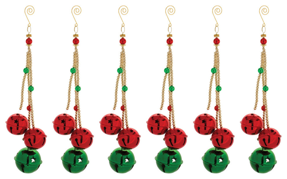 Sleigh Bell Drop Ornament, Set of 6