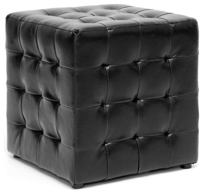 Siskal Black Modern Cube Ottoman, Set of 2