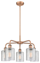Cobbleskill 5-Light 23" Stem Chandelier, Antique Copper Finish, Clear Shade