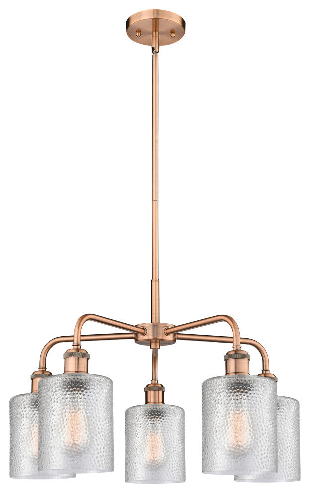 Cobbleskill 5-Light 23" Stem Chandelier, Antique Copper Finish, Clear Shade