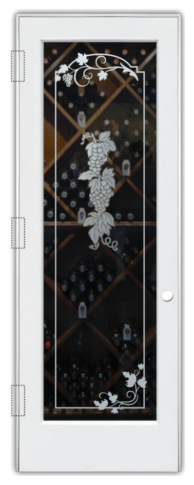 Wine Door - Grapes Strand Grape Ivy - Primed - 32" x 84" - Knob on Right -...