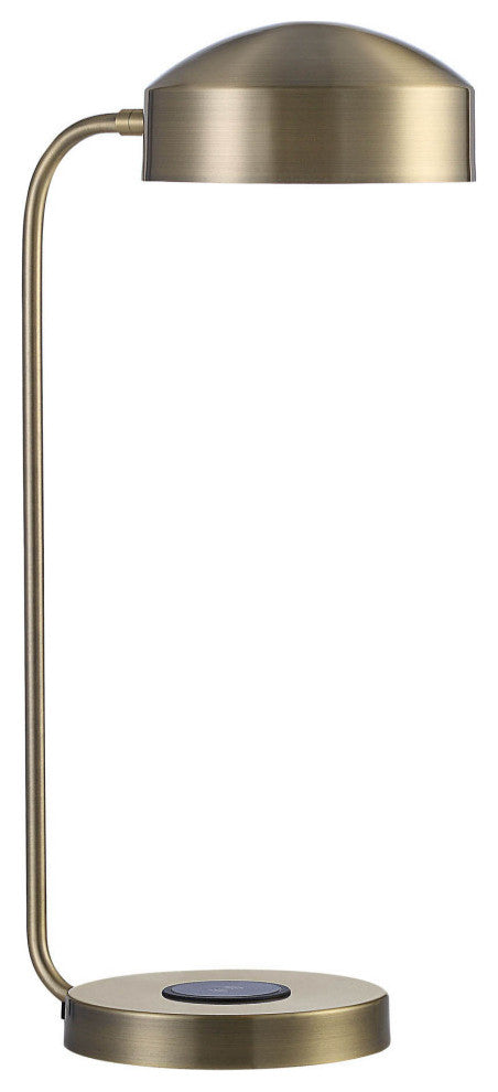 Riesco 13" Table Lamp with Dome Shade, Antique Brass