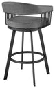 Chelsea 30" Bar Height Swivel Bar Stool, Black Finish and Gray Faux Leather
