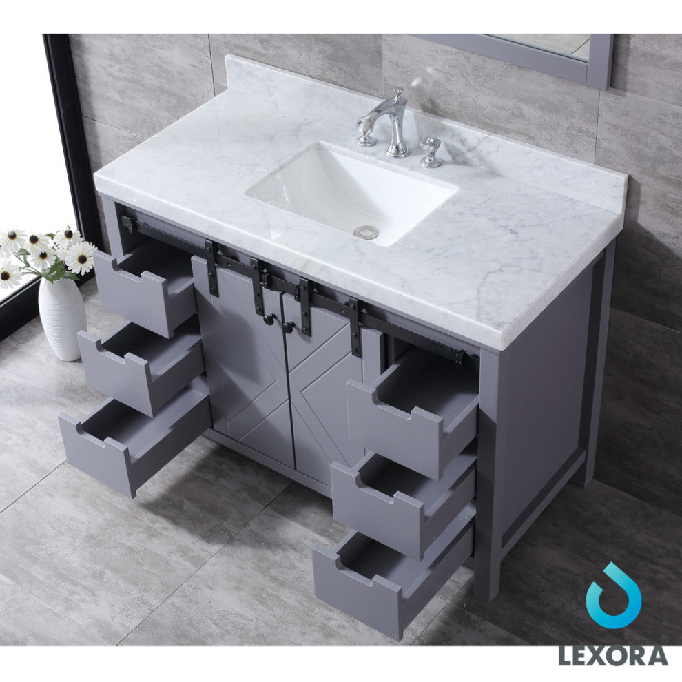 Marsyas 48" Single Vanity, No Top and 44" Mirror, Dark Grey