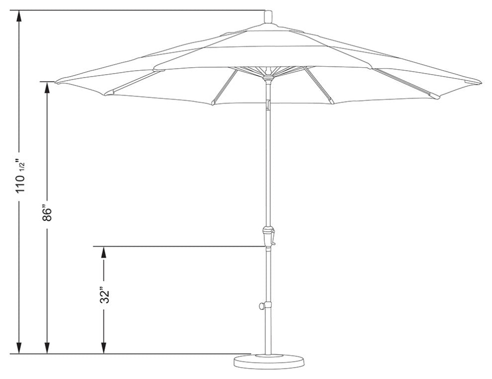 9' Aluminum Umbrella Auto Tilt Bronze, Navy
