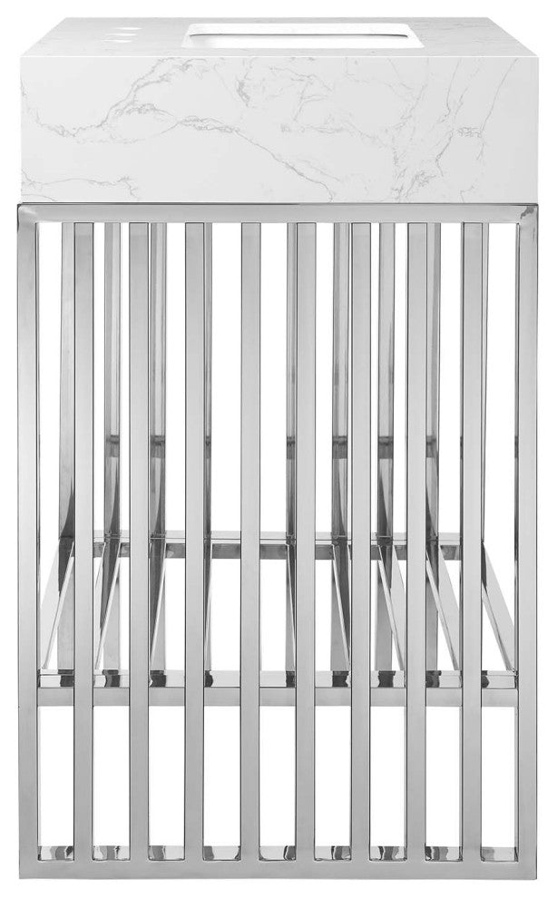 Gridiron 24" Bathroom Vanity, White Silver