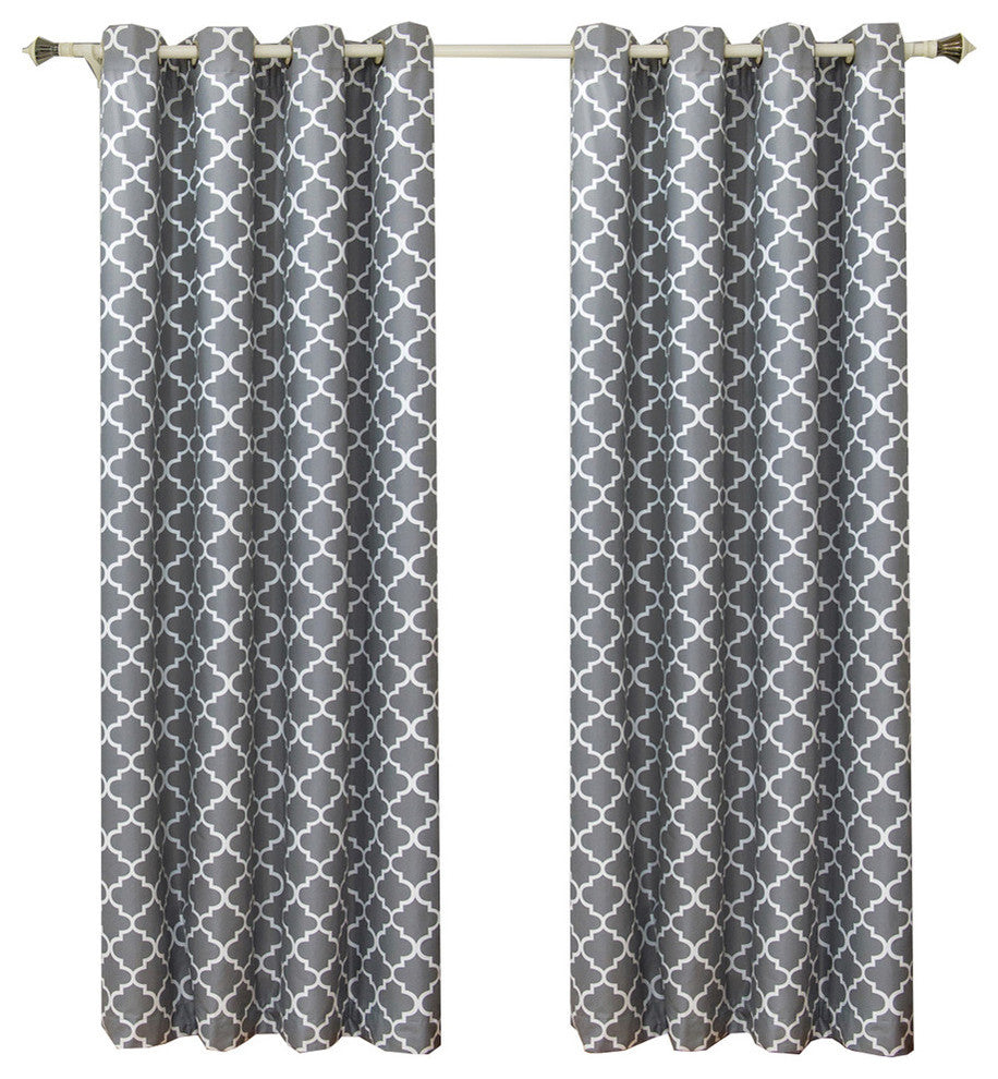 Meridian Room Darkening Grommet Panels, 2PC, Gray, 104"x63"