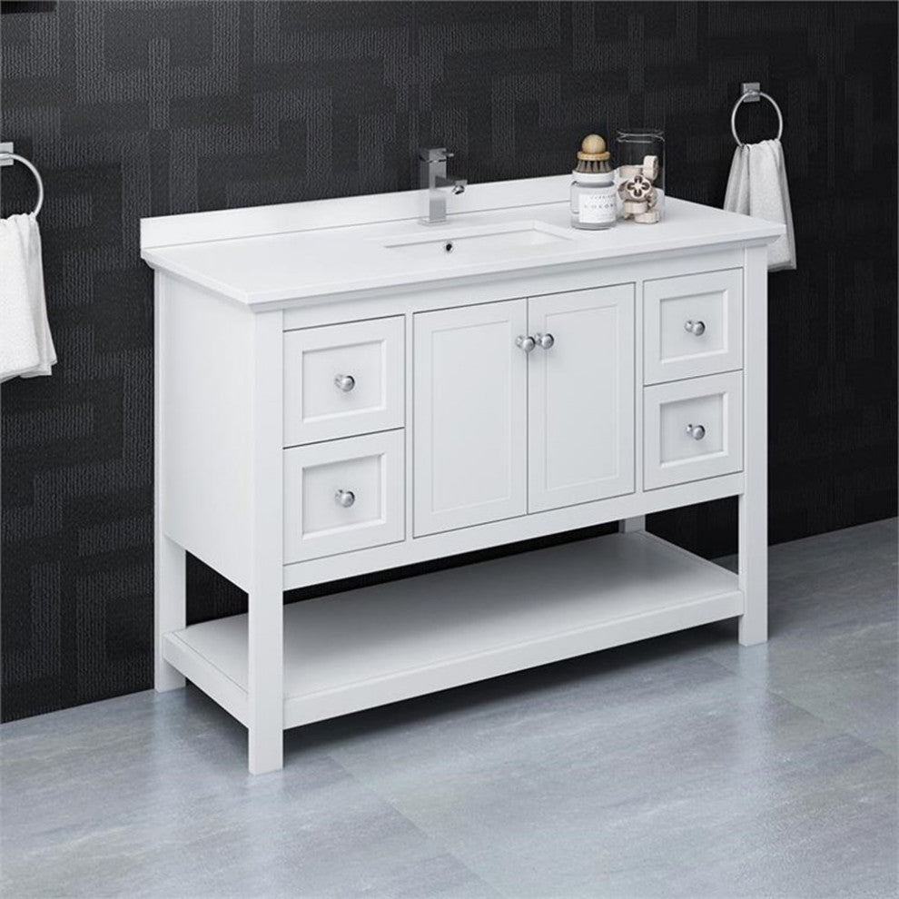 Fresca Manchester 48" Traditional Wood Bathroom Cabinet with Top/Sink in White