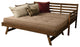 Boho Daybed With Pop Up and Linen Stone Mattresses, Rustic Walnut