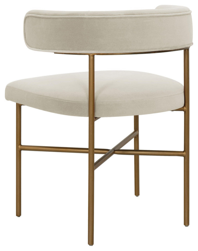 Kim Performance Velvet Chair in Cream - Cream