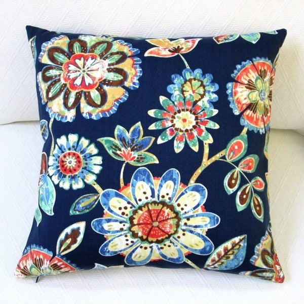 18" Outdoor Polyester Navy Throw Pillow, Set Of 2, Throw Pillow With Polyester I