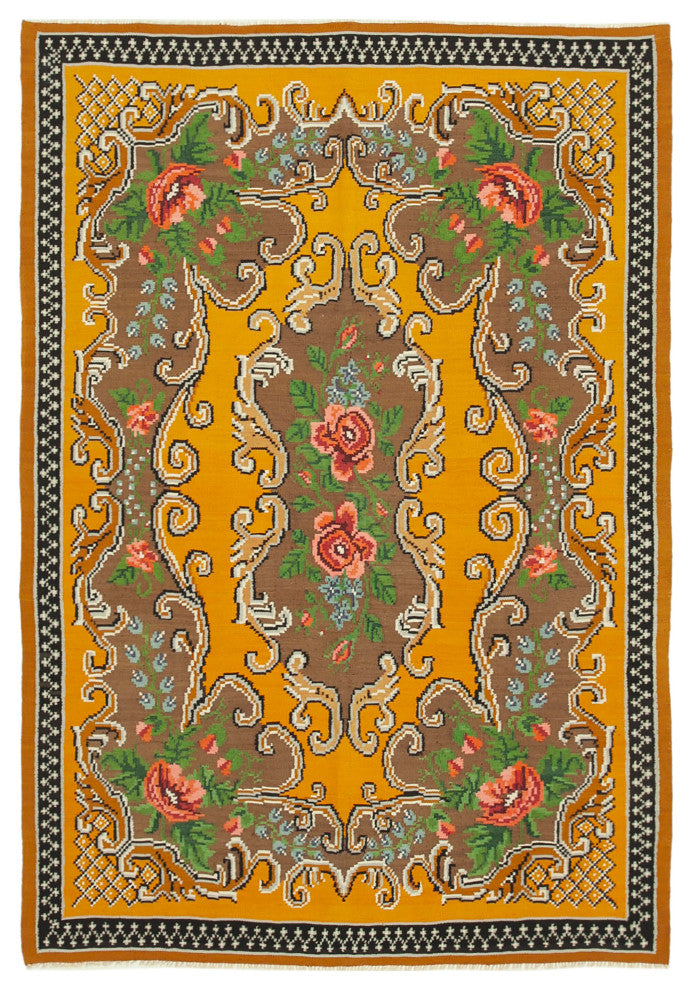 Rug N Carpet - Handmade Moldovian 6' 1'' x 8' 10'' Antique Rose Kilim Rug