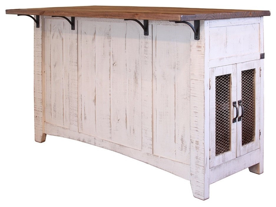 Greenview Kitchen Island, Distressed White