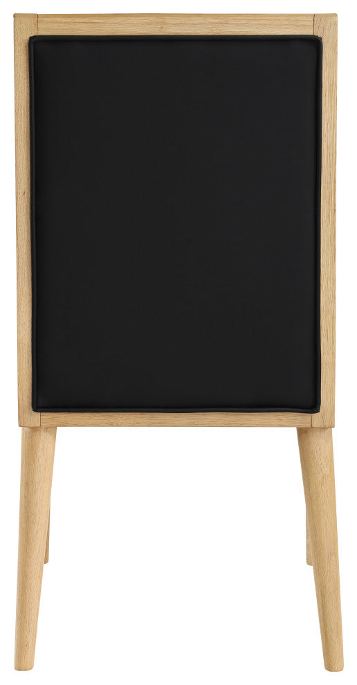 Bristol UpholsteredDining Chair, Set of 2, Black, Vegan Leather, Natural Finish